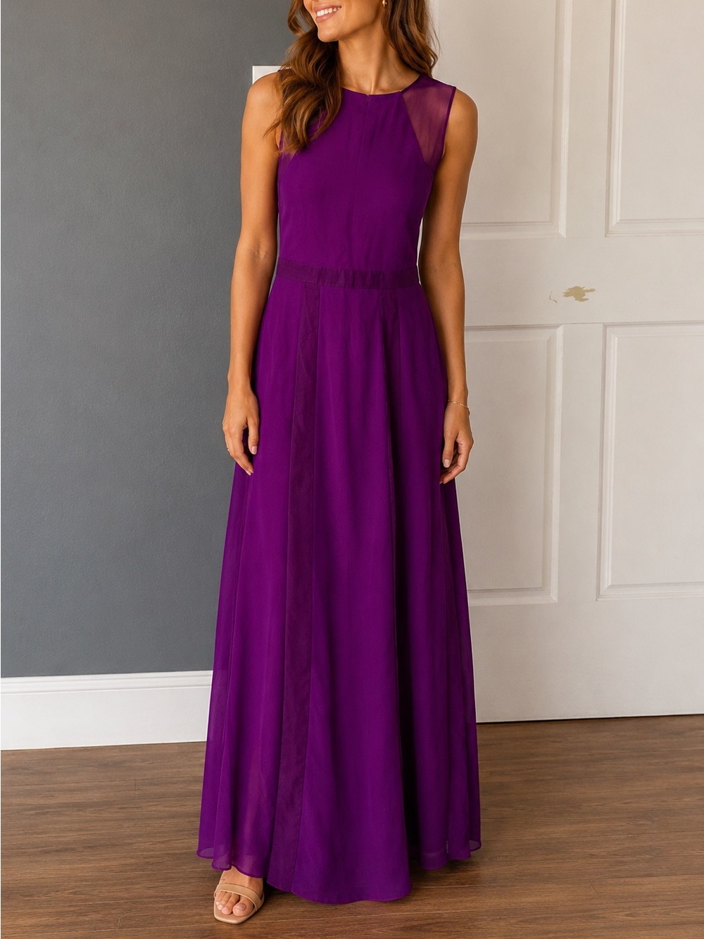 Purple Sleeveless Maxi Dress - Hugo Boss
